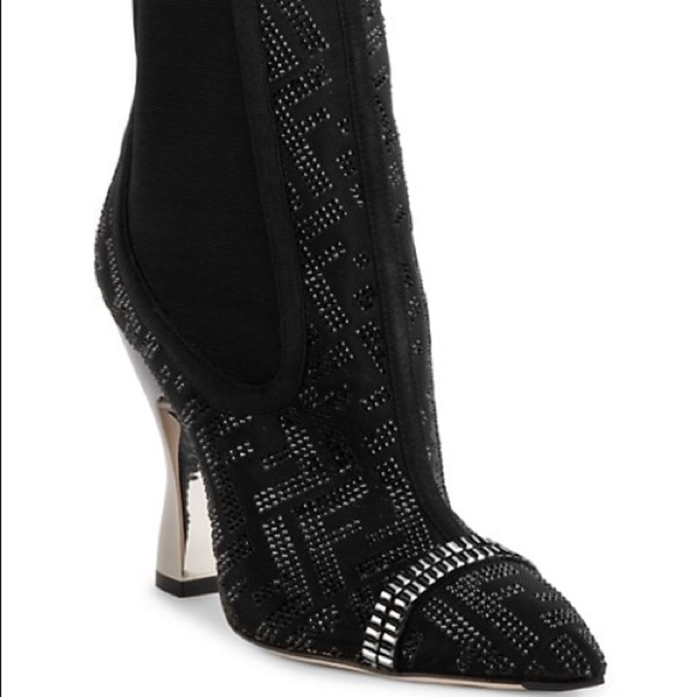 Crystal-Embellished Logo Ankle Boots